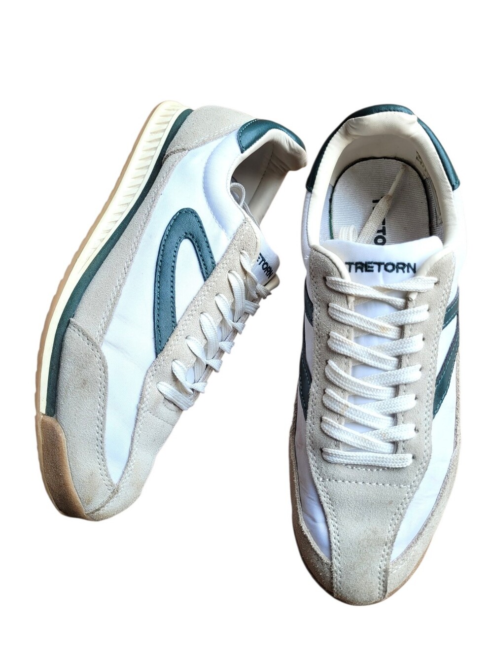 Tretorn Rawlins Retro Jogger Athletic Sneakers White Green Wmn 8 Casual Anthro